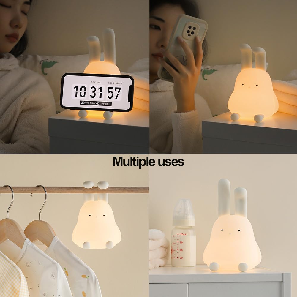 Adorable Bunny Lamp - Kawaii LED Nightlight with Phone Stand & Timer, Perfect for Kids and Adults! Ideal Gift for Any Occasion!