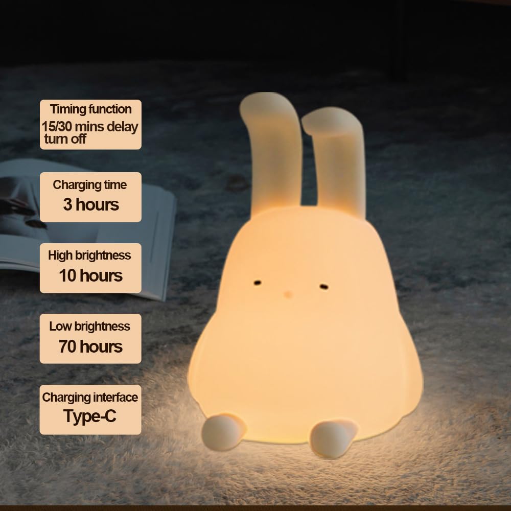 Adorable Bunny Lamp - Kawaii LED Nightlight with Phone Stand & Timer, Perfect for Kids and Adults! Ideal Gift for Any Occasion!